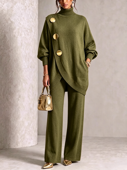🤲 Elegant Knit Asymmetrical Button Set