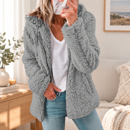 🌸🌸Women's Hooded Zip-Up Fuzzy Jacket