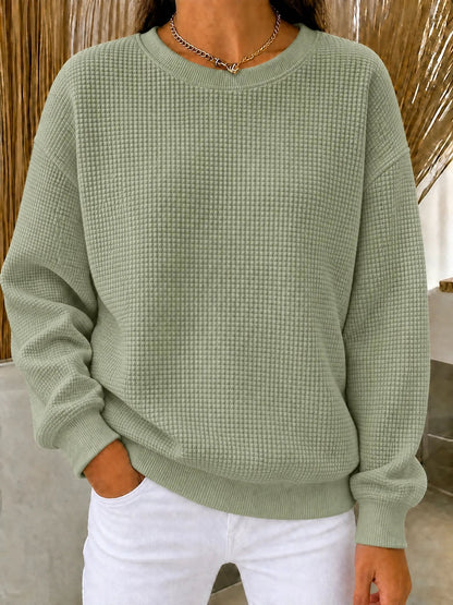 🤲CLEARANCE SALE🔥Women's Waffle Knit Crewneck Sweatshirt