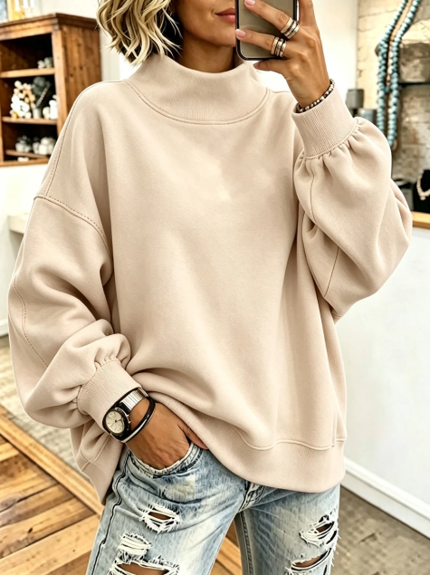 🤲LAST DAY SAVE 49% ⏰Cozy Pink High-neck Oversized Sweatshirt