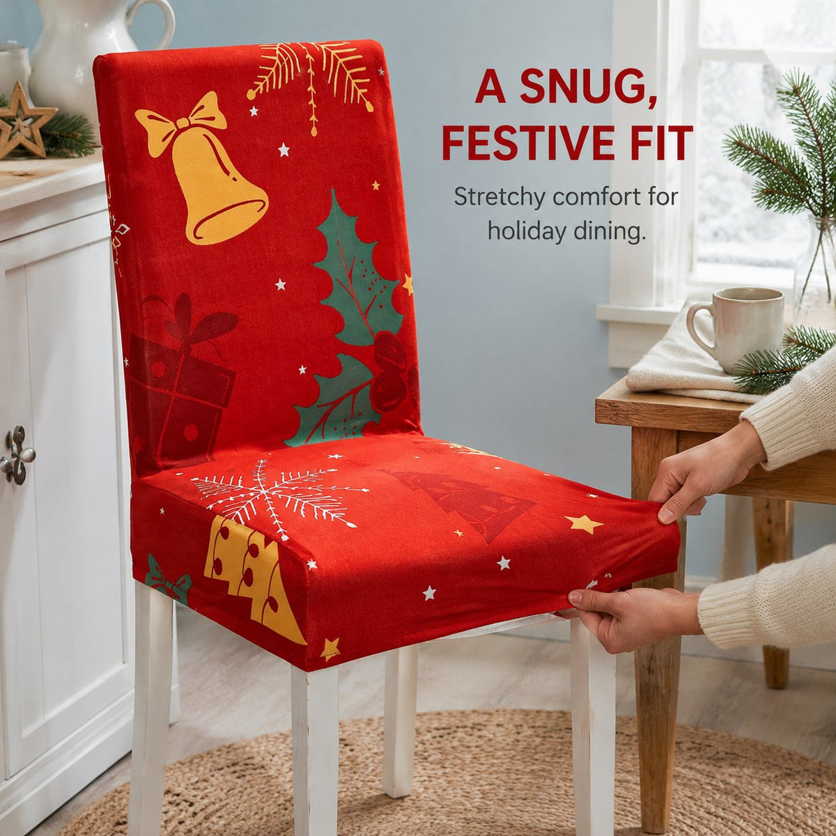Christmas Dining Chair Covers – Stretch Holiday Chair Slipcovers