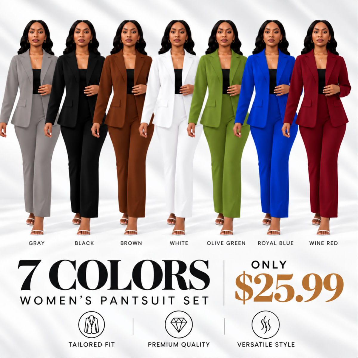🤲Women's elegant business solid color long-sleeved two-piece suit