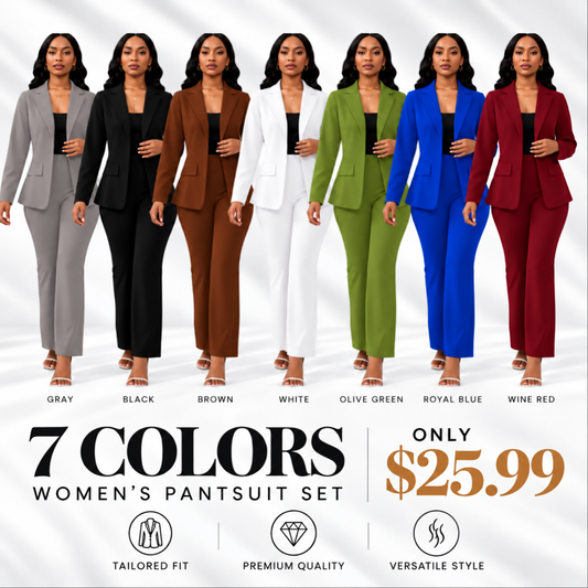 🤲Women's elegant business solid color long-sleeved two-piece suit