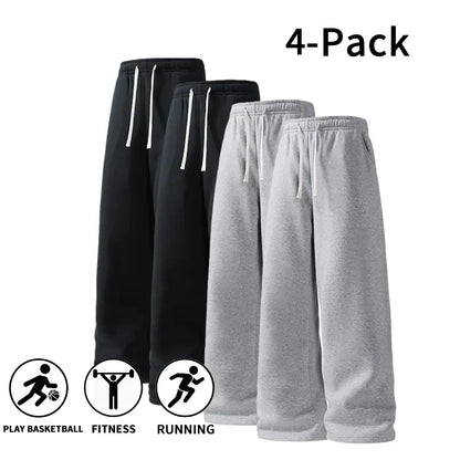 Men's 4-Pack Wide-Leg Sweatpants | Ultra-Soft Casual Athletic Pants
