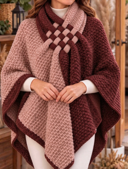 🤲LAST DAY SAVE 49% ⏰Women's Two-tone Woven Knot Knit Poncho