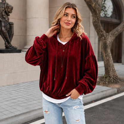 🤲🔥Limited-Time Promotion Women's Loose Velvet Drawstring Hoodie