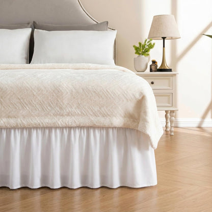 Adjustable Ruffle Bed Skirt – Easy Wrap-Around Elastic Design