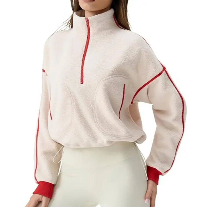 💥Women's Half-Zip Sherpa Pullover - Cozy Fleece Long Sleeve Sweatshirt