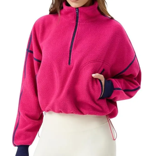 💥Women's Half-Zip Sherpa Pullover - Cozy Fleece Long Sleeve Sweatshirt