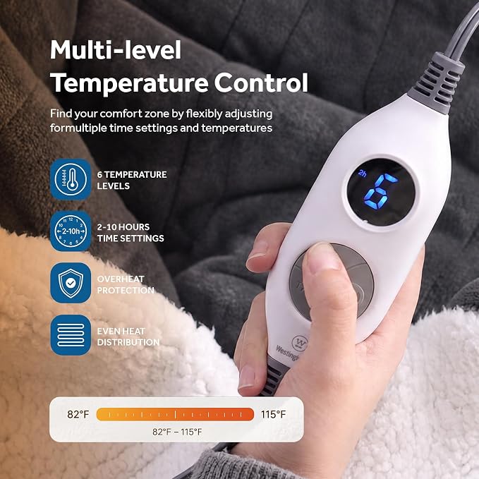🤲🔥Wearable Heated Blanket with Foot Pocket Sherpa🔥Overheat Protection & Auto Shut-Off