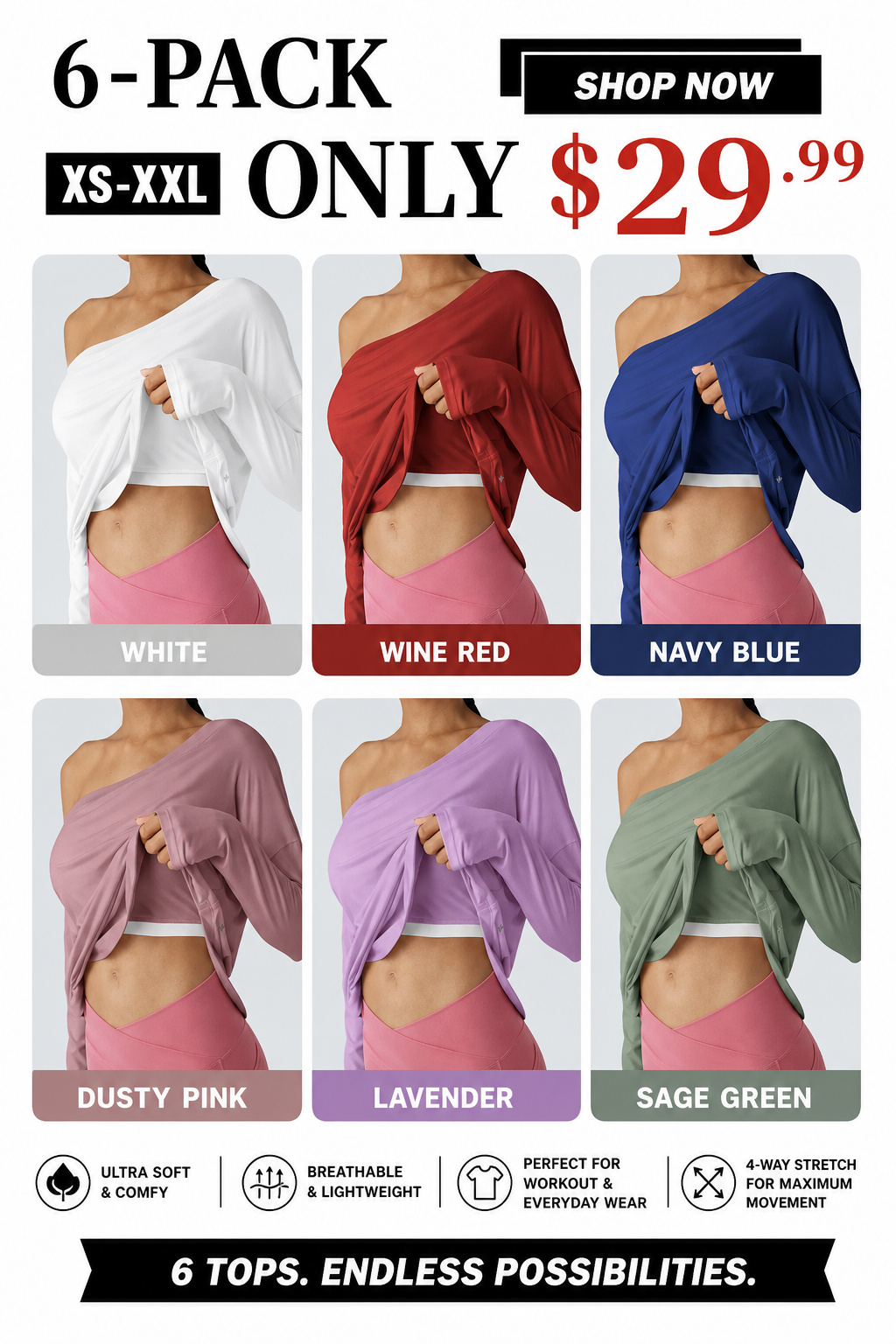 Hot Deal！🤍 One Shoulder Yoga Top with Built-in Bra ✨