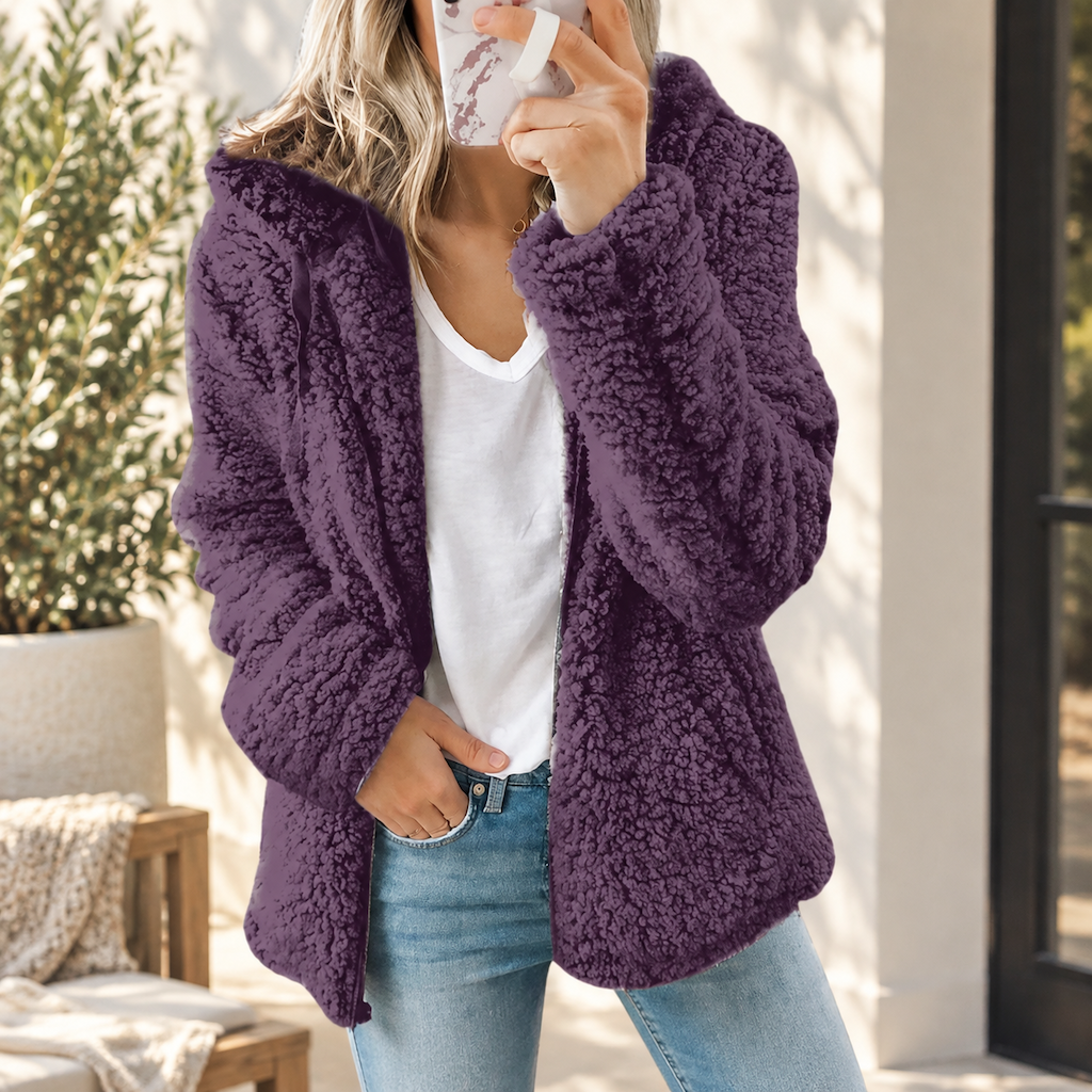 🌸🌸Women's Hooded Zip-Up Fuzzy Jacket