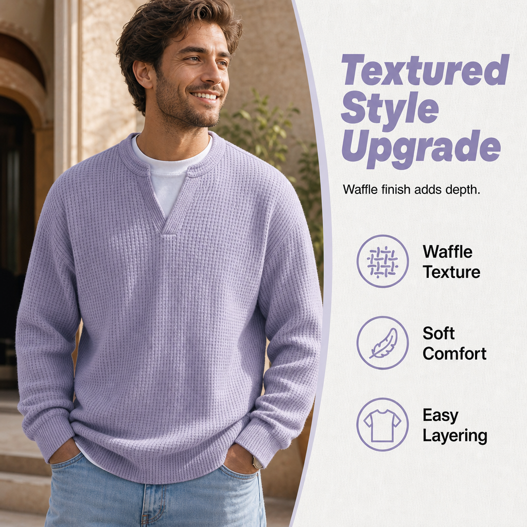 🌸🌸⌛Limited-Time Offer🛍️Layered Comfort Waffle Tee ✨