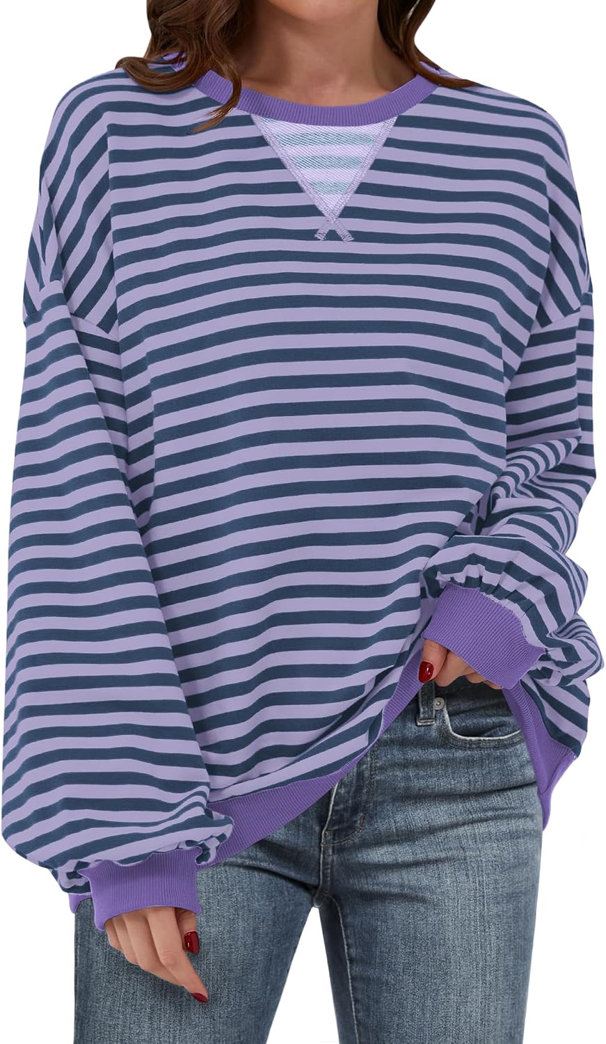 🌸🌸 Women Striped Oversized Pullover 🤎✨