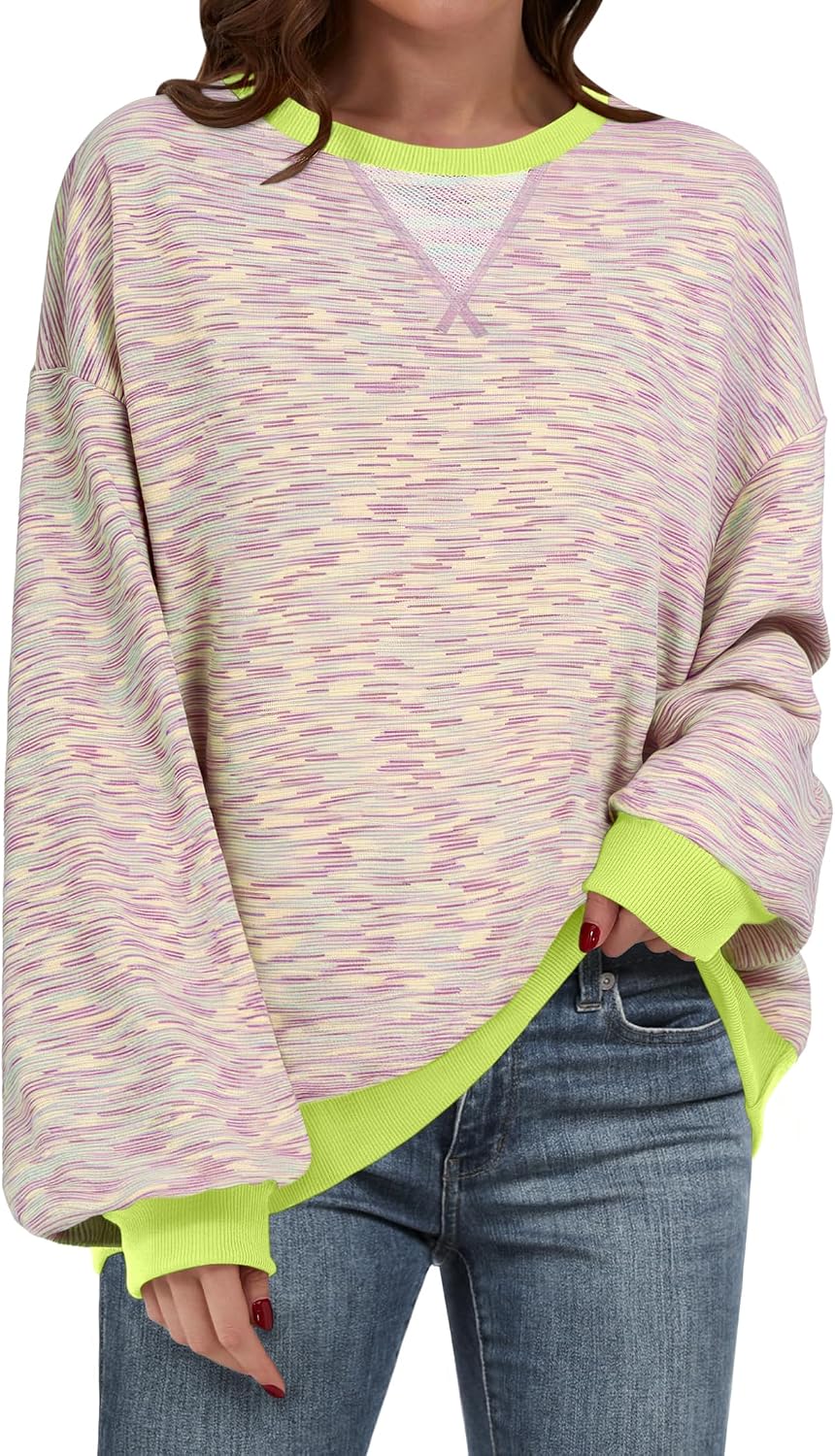 🌸🌸 Women Striped Oversized Pullover 🤎✨
