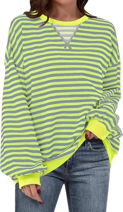 🌸🌸 Women Striped Oversized Pullover 🤎✨