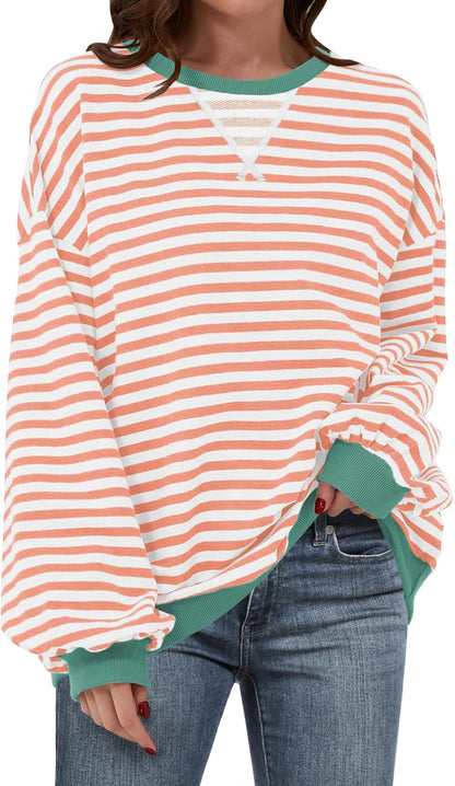 🌸🌸 Women Striped Oversized Pullover 🤎✨