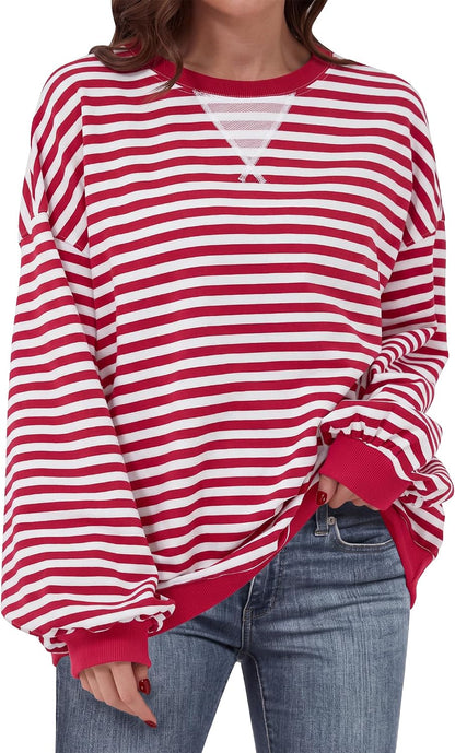 🌸🌸 Women Striped Oversized Pullover 🤎✨