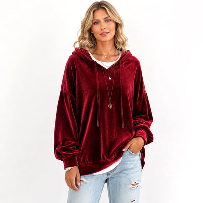 🤲🔥Limited-Time Promotion Women's Loose Velvet Drawstring Hoodie