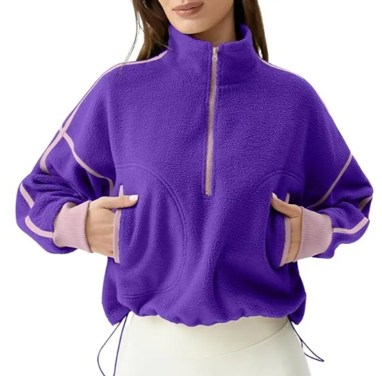 💥Women's Half-Zip Sherpa Pullover - Cozy Fleece Long Sleeve Sweatshirt