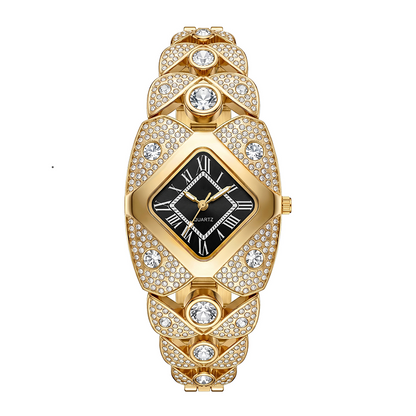 Crystal Bracelet Watch – Diamond-Shaped Dial