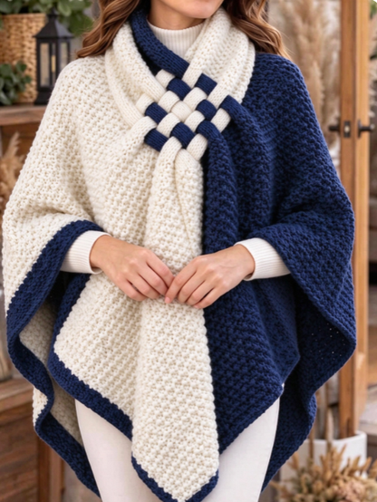 🤲LAST DAY SAVE 49% ⏰Women's Two-tone Woven Knot Knit Poncho