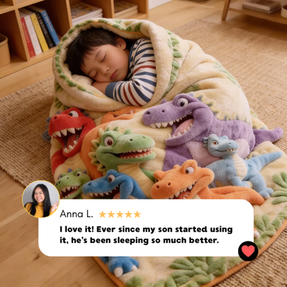 3D Dinosaur Sensory Blanket | Soft Cozy Kids Comfort Blanket
