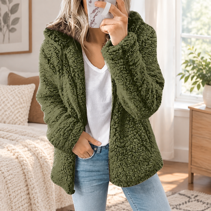 🌸🌸Women's Hooded Zip-Up Fuzzy Jacket