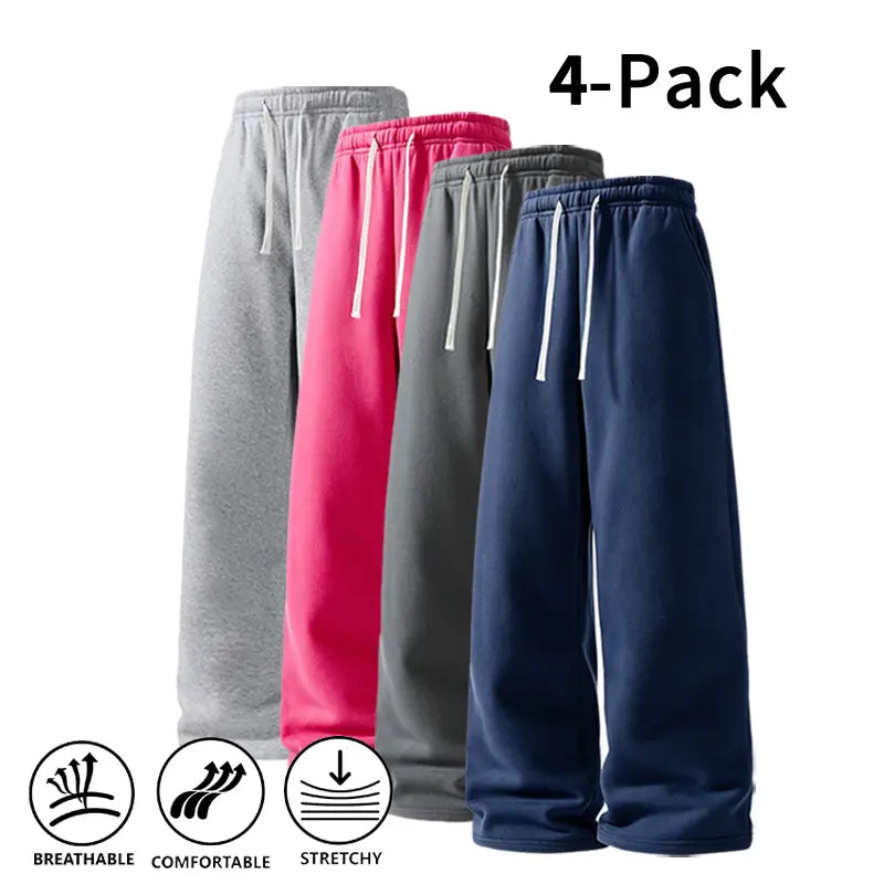 Men's 4-Pack Wide-Leg Sweatpants | Ultra-Soft Casual Athletic Pants