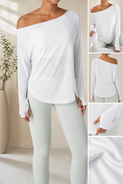 Hot Deal！🤍 One Shoulder Yoga Top with Built-in Bra ✨