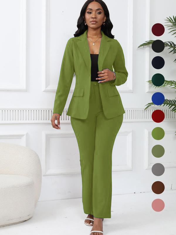 🤲Women's elegant business solid color long-sleeved two-piece suit