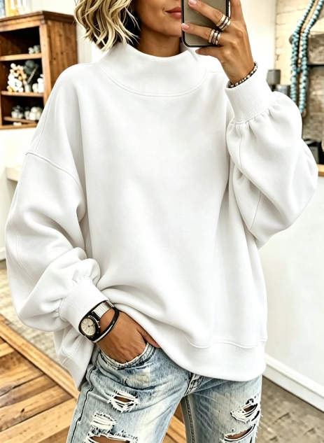 🤲LAST DAY SAVE 49% ⏰Cozy Pink High-neck Oversized Sweatshirt