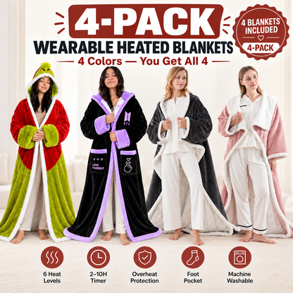 🤲🔥Wearable Heated Blanket with Foot Pocket Sherpa🔥Overheat Protection & Auto Shut-Off