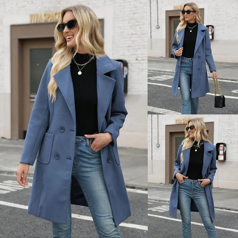 🤲Women's Winter Wool Blend Camel Mid-Long Coat