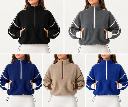 💥Women's Half-Zip Sherpa Pullover - Cozy Fleece Long Sleeve Sweatshirt