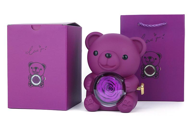 🧸 Rose Teddy Bear Jewelry Box with Necklace