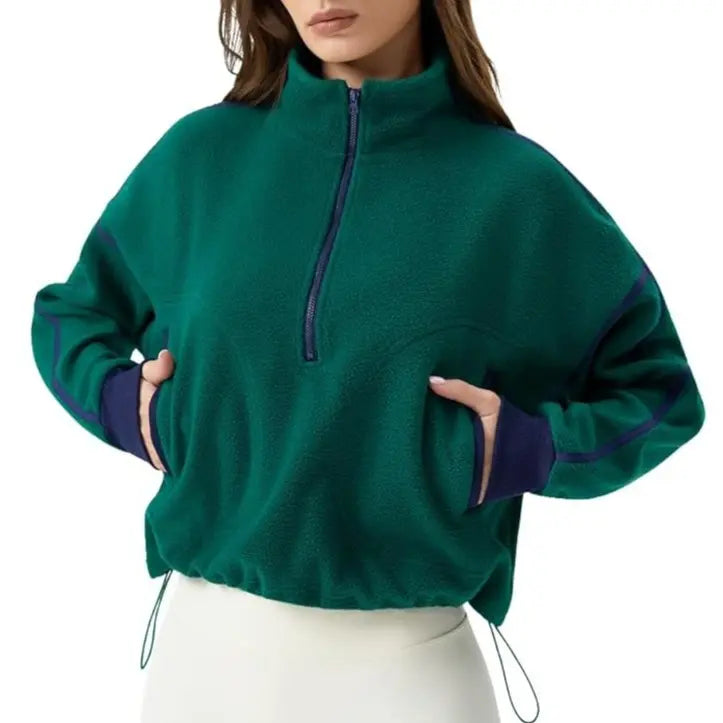 💥Women's Half-Zip Sherpa Pullover - Cozy Fleece Long Sleeve Sweatshirt
