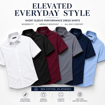 Men's Stretch Non-Iron Shirt | Breathable Wrinkle-Resistant Dress Shirt