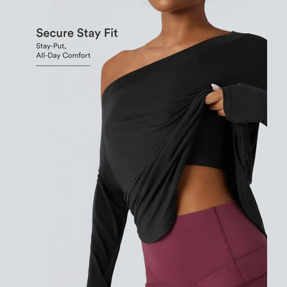 Hot Deal！🤍 One Shoulder Yoga Top with Built-in Bra ✨