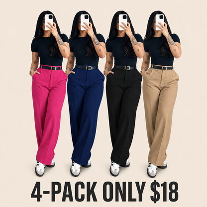 🤲Women's High Waisted Straight Leg Suit Pants Flowy Drape Casual Office Long Trousers with Slimming Effect for Daily Versatile Wear