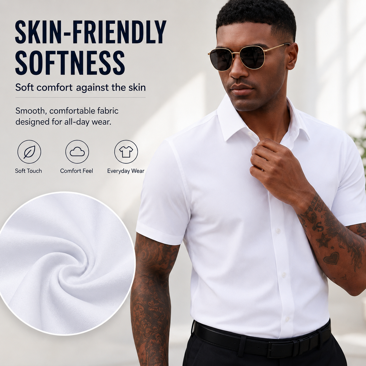 Men's Stretch Non-Iron Shirt | Breathable Wrinkle-Resistant Dress Shirt