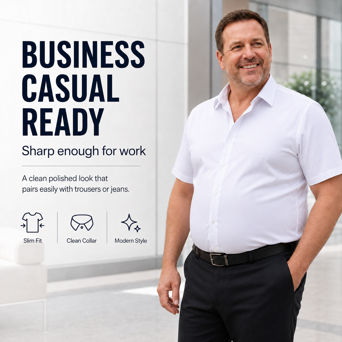 Men's Stretch Non-Iron Shirt | Breathable Wrinkle-Resistant Dress Shirt
