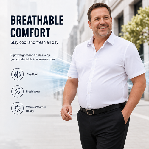 Men's Stretch Non-Iron Shirt | Breathable Wrinkle-Resistant Dress Shirt