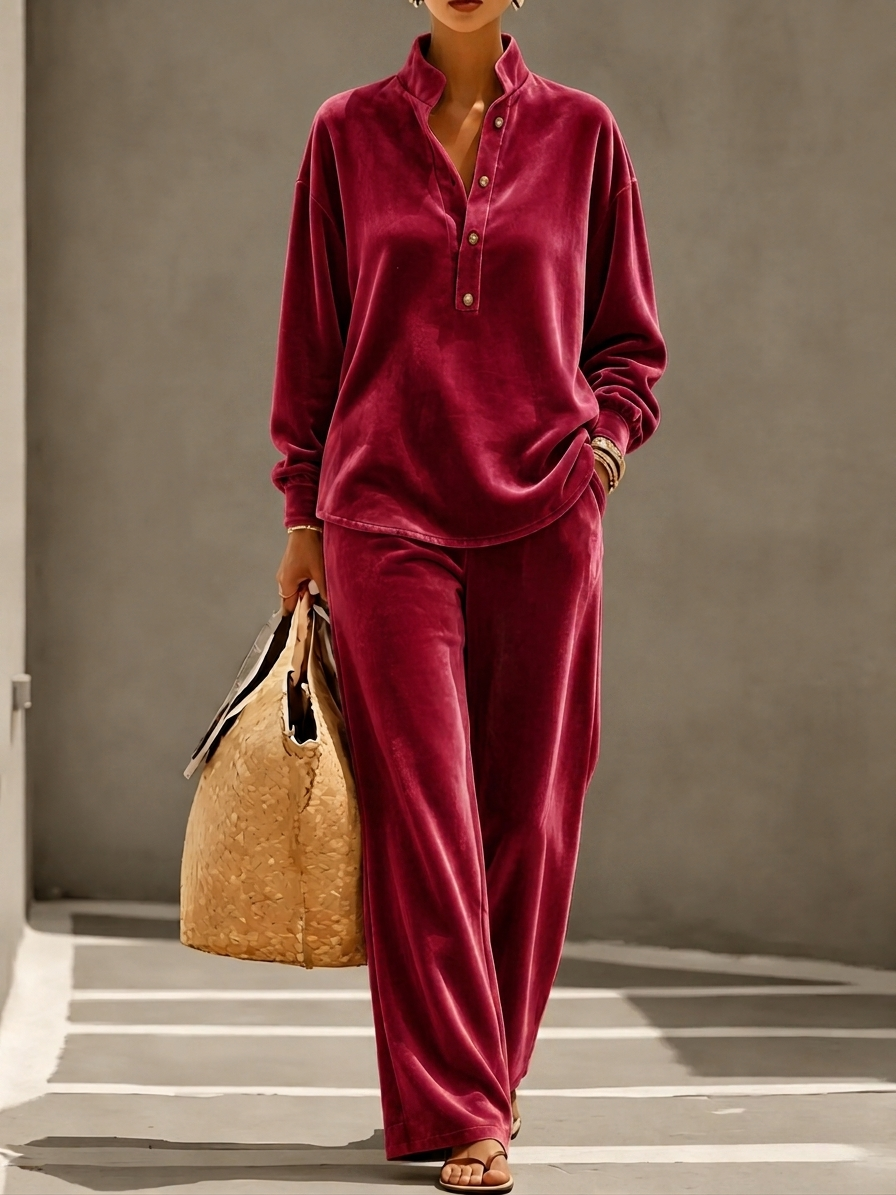 🤲New Arrivals🔥Loose And Cozy Velvet Two-piece Set (top And Pants)