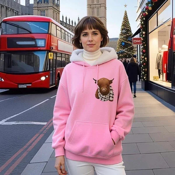 Women's Cute Cow Graphic Sweatshirt | Cozy Casual Crewneck Pullover