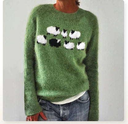 Women's Striped Knit Sweater | Relaxed Cozy Long Sleeve Pullover