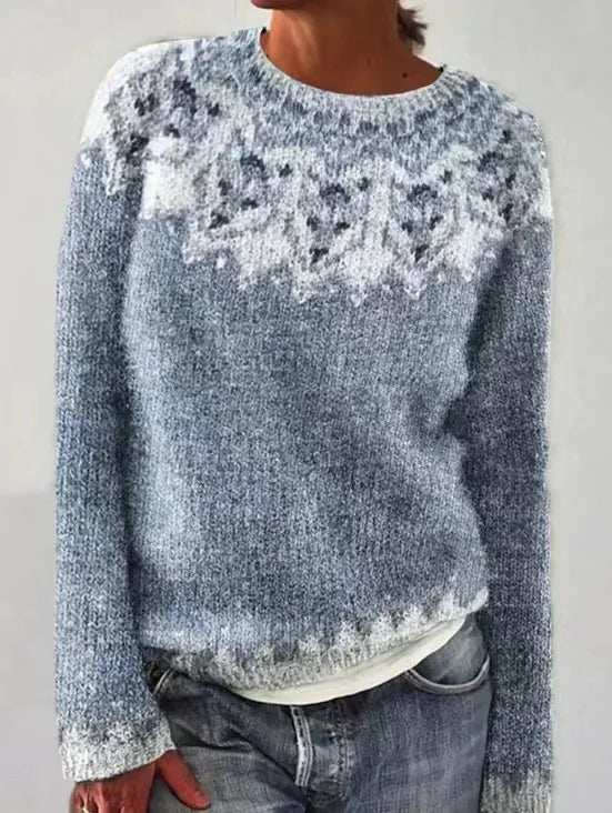 Women's Striped Knit Sweater | Relaxed Cozy Long Sleeve Pullover