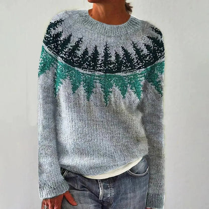 Women's Striped Knit Sweater | Relaxed Cozy Long Sleeve Pullover