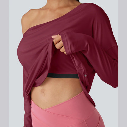 Hot Deal！🤍 One Shoulder Yoga Top with Built-in Bra ✨