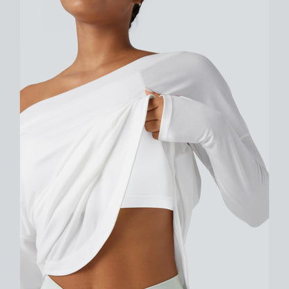 Hot Deal！🤍 One Shoulder Yoga Top with Built-in Bra ✨